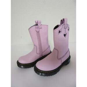 Pink Hearts Dr Martens Toddler Girls 11 Pull On Side Zip Lugged Rubber Sole